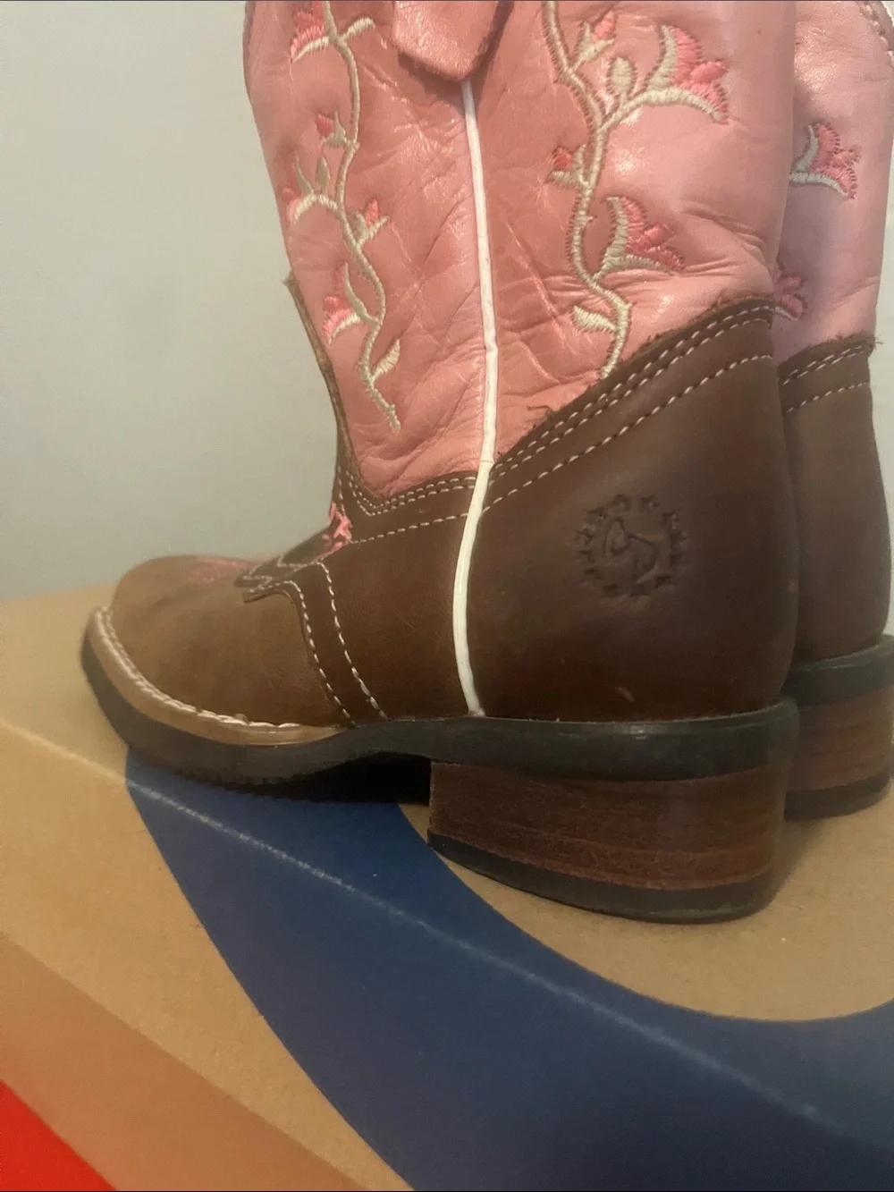 Kids' Western Pull-On Boots in Pink and Brown-Mexico made